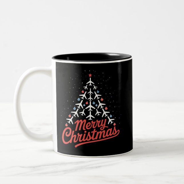 Taza Bicolor Airplane Christmas Tree Pilot (Izquierda)