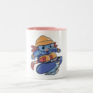 Taza Bicolor Ajolote de esquí adorable – Dibujo animado de depo