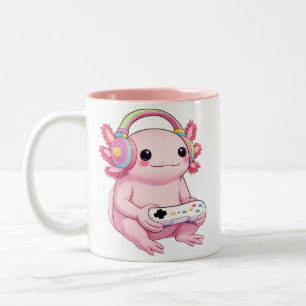 Taza Bicolor Ajolote japonés jugador rana arte hombres mujeres 
