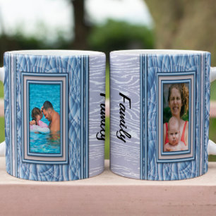 Taza Bicolor Ajuste de taparo fotográfico de Personalizado azul