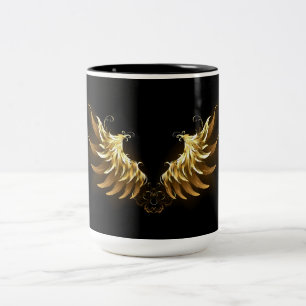 Taza Bicolor Alas de ángel doradas sobre fondo negro