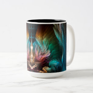 Taza Bicolor Alas Del Arte De Ala Fractal Artilíneo Resumen