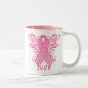 Taza Bicolor Alas rosadas del amor de la cinta