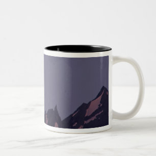 Taza Bicolor Alaska, montañas Chugach La luna llena sale