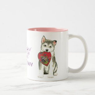 Taza Bicolor Alaskan Malemute Heart Mom
