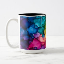 Taza Bicolor Alcohol Ink Design Two-Tone Mug, 15 oz