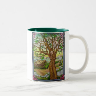 Taza Bicolor Aldea Tree Spirit Green Coffee Mug
