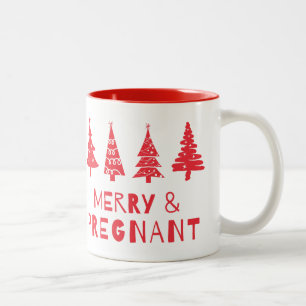 Taza Bicolor Alegre y embarazada en Navidad