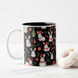 Taza Bicolor Alegres y festivos Navidades conejitas mug