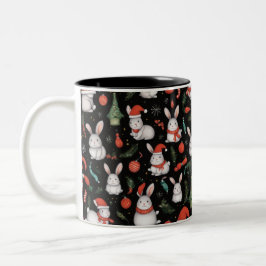 Taza Bicolor Alegres y festivos Navidades conejitas mug
