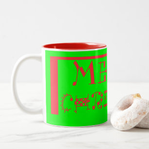 Taza Bicolor Alegría Navideña Vibrante Feliz Navidad Verde Lima
