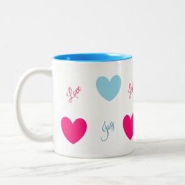 Taza Bicolor Alegría y corazones de amor
