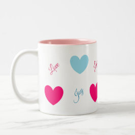 Taza Bicolor Alegría y corazones de amor