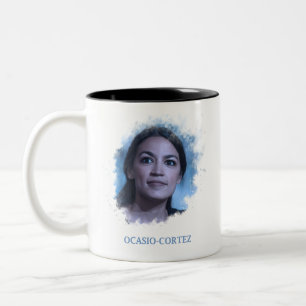 Taza Bicolor Alexandría Ocasio-Cortez - diseño del humo