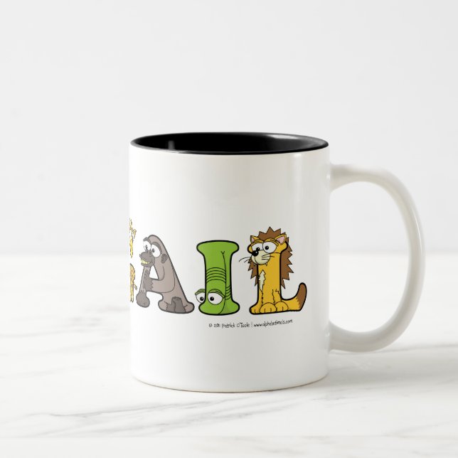 Taza Bicolor Alfabetimals Nombre personalizado Mug (Derecha)
