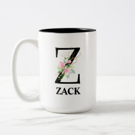 Taza Bicolor Alfabeto monogramado floral bonito Z
