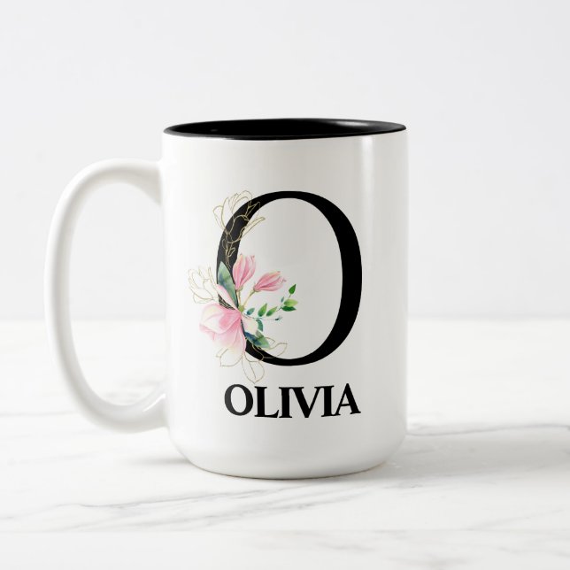 Taza Bicolor Alfabeto O floral de bonito (Izquierda)