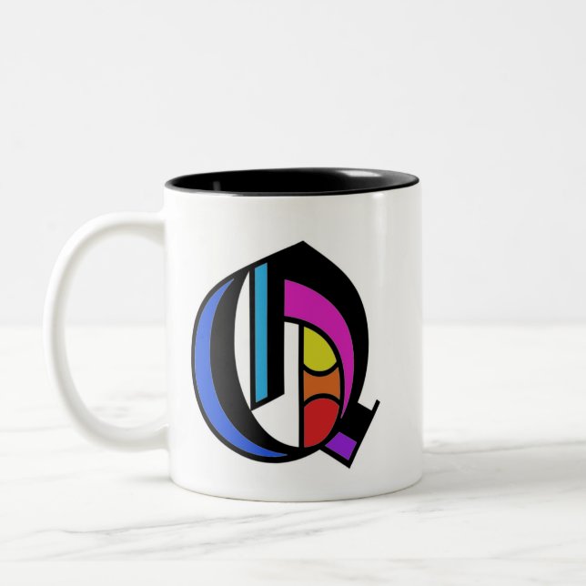 Taza Bicolor Alfabeto personalizado moderno Q Mug (Izquierda)