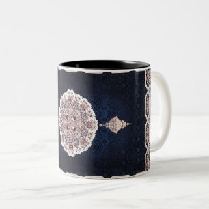 Taza Bicolor Alfombra Persa Turca Azul Antigua
