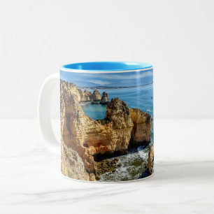 Taza Bicolor Algarve de texto personalizado, Portugal