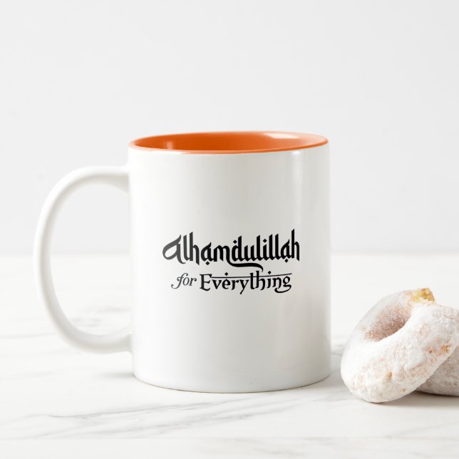Taza Bicolor Alhamdulillah for Everything Minimal Islamic Gift (Con donut)