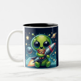 TAZA BICOLOR ALIEN CON UN COHETE
