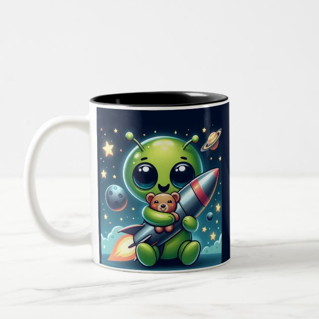 TAZA BICOLOR ALIEN CON UN COHETE (Izquierda)