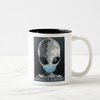 Taza Bicolor Alien socialmente Distant Coffee Mug