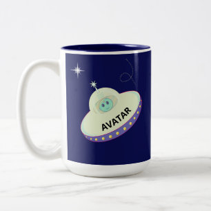 Taza Bicolor Alienígena de Avatar Lindo y Platillo Volador sobr