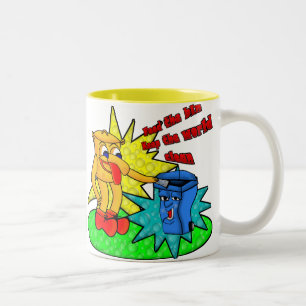 Taza Bicolor Alimenta a la papelera - Mantén limpio el mundo