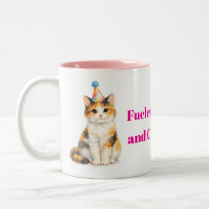 Taza Bicolor Alimentado por el gato atigrado Café Mascota