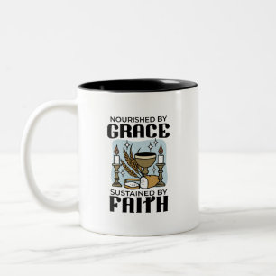 Taza Bicolor Alimentado por la Gracia, Sostenido por la Fe Dise