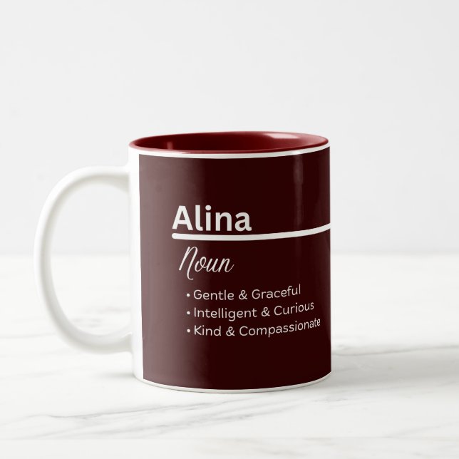 Taza Bicolor Alina Girl Name Definition Personalized (Izquierda)