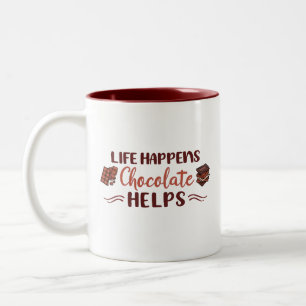 Taza Bicolor Alivio dulce La vida pasa con el chocolate ayuda a