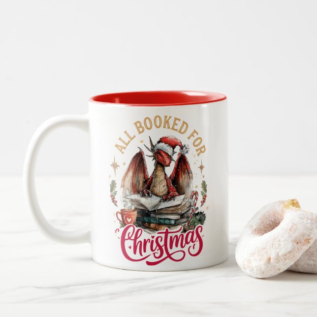 Taza Bicolor All Booked for Christmas Dragon  (Con donut)