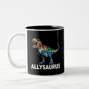 Taza Bicolor Allysaurus LGBT Dinosaurio Bandera Arcoiris aliado