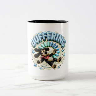 Taza Bicolor Almacenando en búfer Por favor espere Divertida te