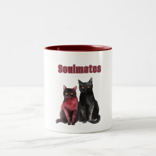 Taza Bicolor Almas Gemelas Gatos Rojinegros