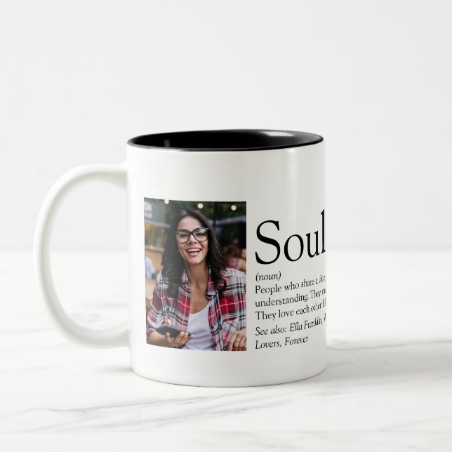 Taza Bicolor Almas gemelas personalizadas con 2 fotos Definició (Izquierda)