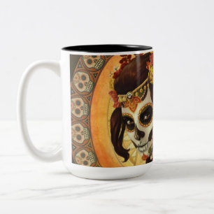 Taza Bicolor Almohada de Dia De Los Muertos