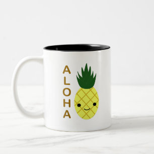Taza Bicolor Aloha Cute Kawaii Piña