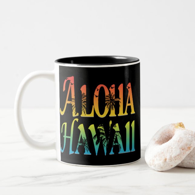 Taza Bicolor Aloha Hawaii (Con donut)