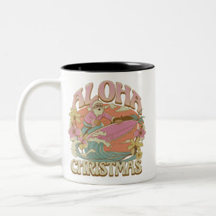Taza Bicolor Aloha Navidad Surfing Santa hawaiano Kalikimaka