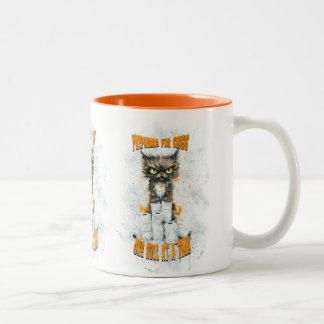 Taza Bicolor Alojamiento De Gatos Cranky Para Una Crisis