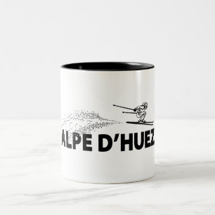 Taza Bicolor Alpe d’Huez Francia Saltador de Esquí