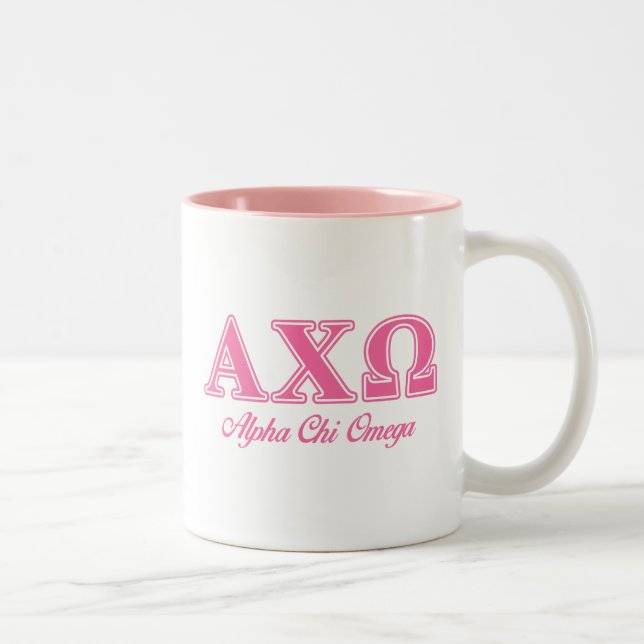 Taza Bicolor Alphi Chi Omega Letras Rosas (Derecha)