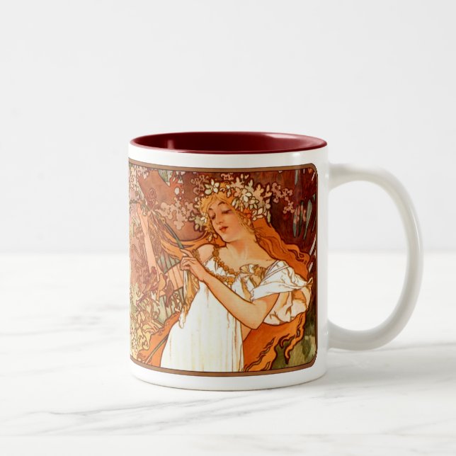 Taza Bicolor Alphonse Mucha Nouveau Spring Coffee Cup Mug (Derecha)