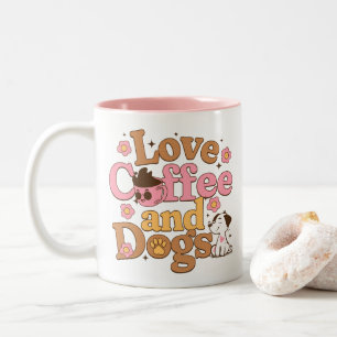Taza Bicolor Ama el Café y los Perros Retro
