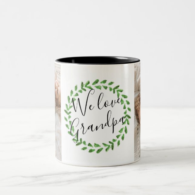 Taza Bicolor Amamos la foto del abuelo Personalizado Mug (Centro)