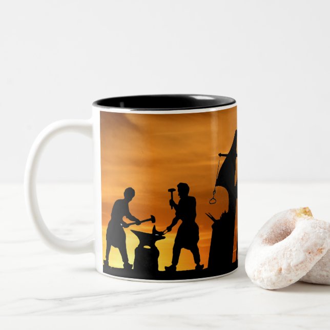 Taza Bicolor Amanecer del herrero. (Con donut)